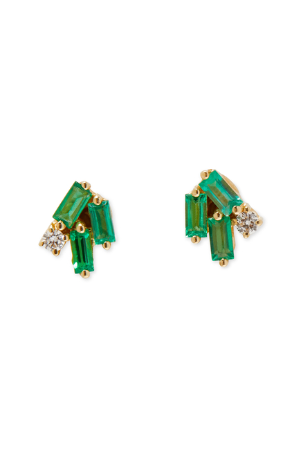 Fireworks Emerald and Diamond Earrings